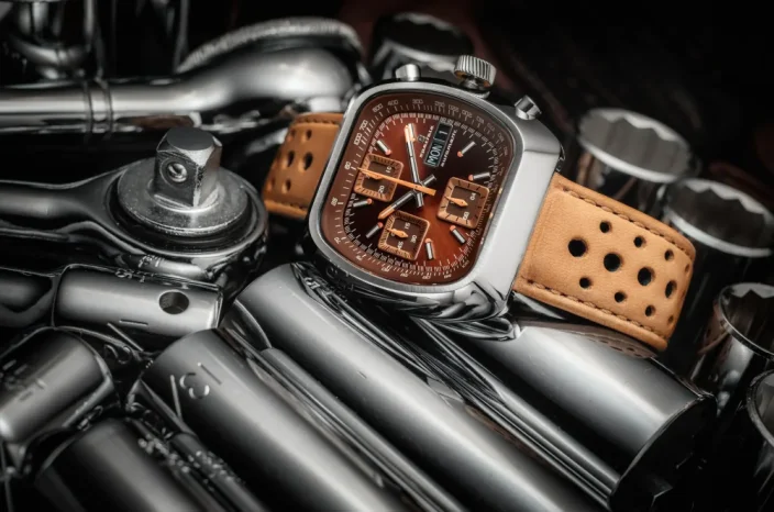 Reloj Straton Watches Plata para hombres con cinturón de cuero Speciale All Brown 42MM