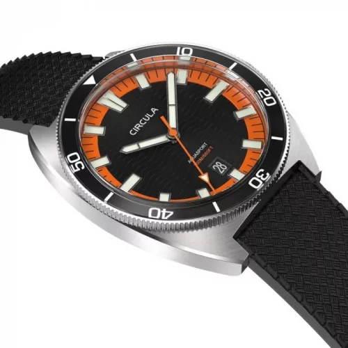 Orologio da uomo Circula Watches in colore argento con cinturino in caucciù AquaSport II - Grey 40MM Automatic