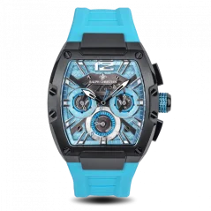 Relógio de homem Ralph Christian preto com pulseira de borracha The Intrepid Sport - Arctic Blue 42,5MM