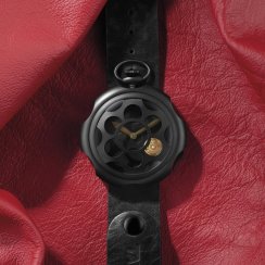 Men's black Mondia watch with leather strap One Shot Dirty Black ZIRCONIA 48MM