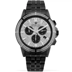 Men's black Louis XVI watch with steel strap Majesté Iced Out Rainbow 1039 - Black 43MM
