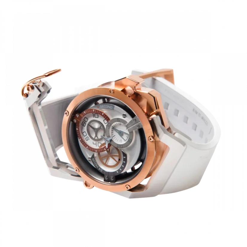 Men's Mazzucato gold watch with rubber strap Rim Sport Gold / White - 48MM Automatic