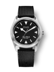 Męski srebrny zegarek Nivada Grenchen z gumowym paskiem Super Antarctic 32025A01 38MM Automatic