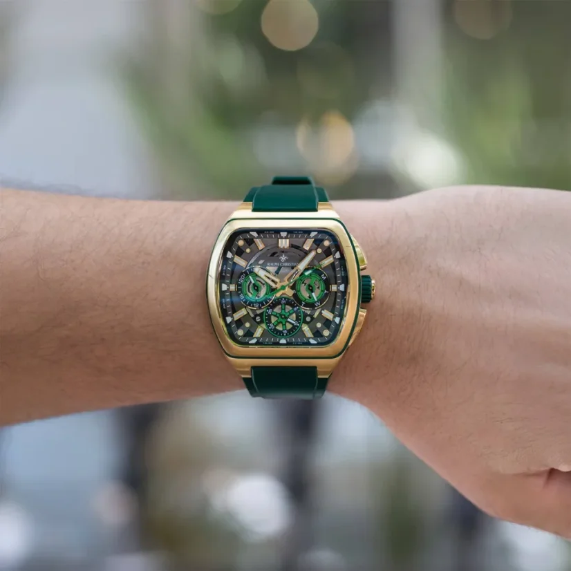 Zlaté pánské hodinky Ralph Christian s gumovým páskem The Vector Sport - Gilded Grove 47MM