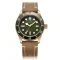 Montre Aquatico Watches pour homme de couleur or avec bracelet en cuir Bronze Sea Star Military Green Automatic 42MM
