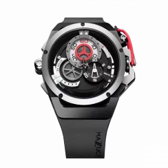 Relógio masculino de prata Mazzucato com bracelete de borracha Rim Sport Black / Silver - 48MM Automatic