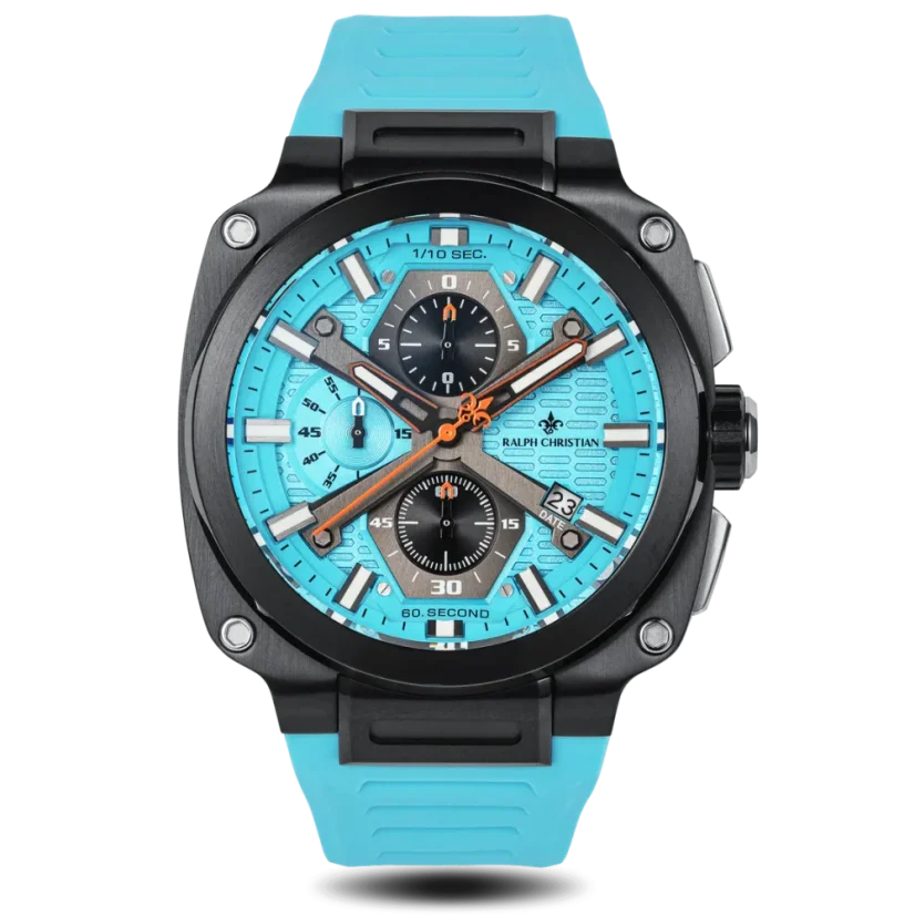Men's black Ralph Christian watch with a rubber band The Titan Chrono Aqua Volt 45,5MM