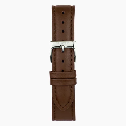 Ασημένιο ρολόι Nordgreen για άντρες με δερμάτινη ζώνη Pioneer Brown Sunray Dial - Brown Leather / Silver 42MM