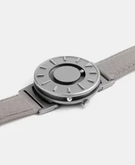 Men's silver Eone watch with leather strap Bradley Canvas Beige - Silver 40MM