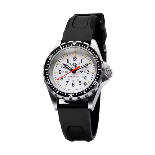 Miesten hopea Marathon Watches - kello teräsrannekkeella Arctic Edition Medium Diver's Quartz 36MM