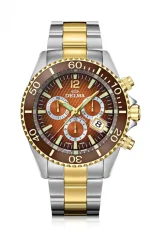 Orologio da uomo Delma Watches in colore argento con cinturino in acciaio Santiago Chronograph Silver Gold Red 43MM