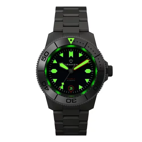 Męski srebrny zegarek Draken ze stalowym paskiem Tugela – Steel Green 42MM