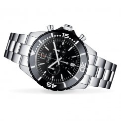 Men's silver Davosa watch with steel strap Nautic Star Chronograph - Silver/White 43,5MM