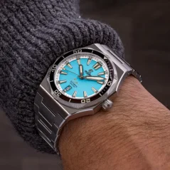 Zilverkleurig herenhorloge van Oceancrawler Watches met stalen band Bolt - Blue Marlin 42MM