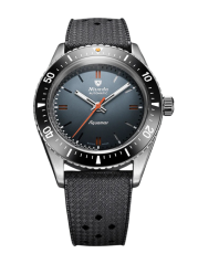 Men's silver Nivada Grenchen watch with rubber strap Aquamar Grey 32077A01 38MM Automatic