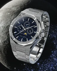 Reloj Paul Rich plateado para hombre con correa de acero Frosted Star Dust II Moonphase - Silver 43MM