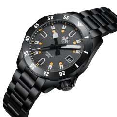 Černé pánské hodinky Phoibos Watches s ocelovým páskem Apollo PY056DX - Automatic 39MM