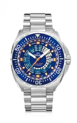 Reloj Delma Watches Plata para hombre con correa de acero Star Decompression Timer Silver / Blue 44MM Automatic