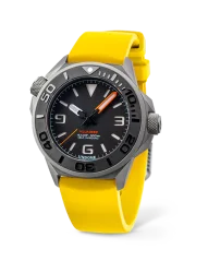 Stříbrné pánské hodinky Undone s gumovým páskem Aquadeep - Signal Yellow 43MM Automatic