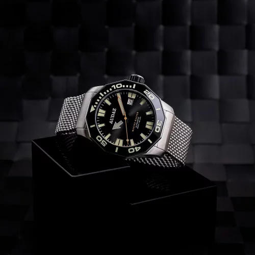Herrenuhr aus Silber Audaz Watches mit Stahlband Marine Master ADZ-3000-01 - Automatic 44MM