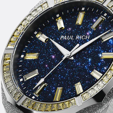 Men's silver Paul Rich watch with steel strap Banana Split Frosted Star Dust - Silver 45MM Limited edition