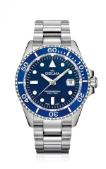 Relógio Delma Watches prata para homens com pulseira de aço Commodore Silver / Blue 43MM