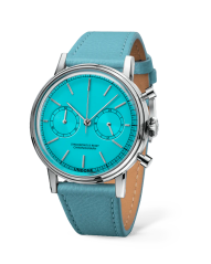 Relógio Undone Watches prata para homem com pulseira de couro Urban Stellar Tiff Blue 40MM