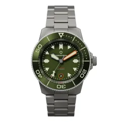 Miesten hopeinen Draken -kello teräshihnalla Tugela – Double Drab 42MM