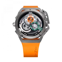 Men's Mazzucato black watch with rubber strap Rim Sport Black / Orange - 48MM Automatic