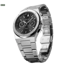 Herrenuhr aus Silber Valuchi Watches mit Stahlband Chronograph - Silver Black 40MM