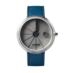 Men's silver 22Designstudio Watches watch with leather strap 4D Concrete Harbour Edition 44MM