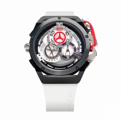 Relógio masculino de prata Mazzucato com bracelete de borracha Rim Sport Black / White - 48MM Automatic