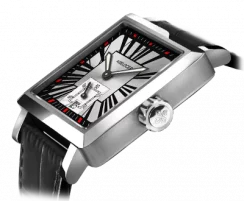 Silberne Herrenuhr Agelocer Watches mit Lederband Codex Retro Series Silver / Black 35MM