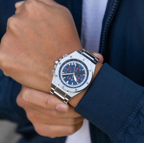 Relógio NYI Watches de prata para homem com pulseira de aço Nassau - Silver 41MM