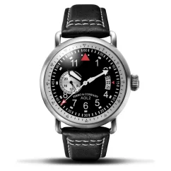 Srebrny zegarek męski Ferro & Company ze skórzanym paskiemAGL 2 Automatic 24H Black 42MM Automatic