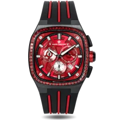 Czarny zegarek męski Ralph Christian z gumką The Legacy Chrono Ice - Midnight Ruby 42,5MM