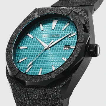 Čierne pánske hodinky Paul Rich s oceľovým pásikom Frosted Star Dust Artic Waffle - Black 45MM