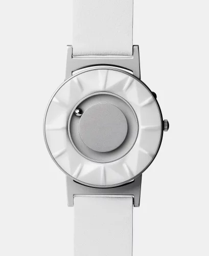 Męski srebrny zegarek Eone ze skórzanym paskiem Bradley Element White - Silver 40MM
