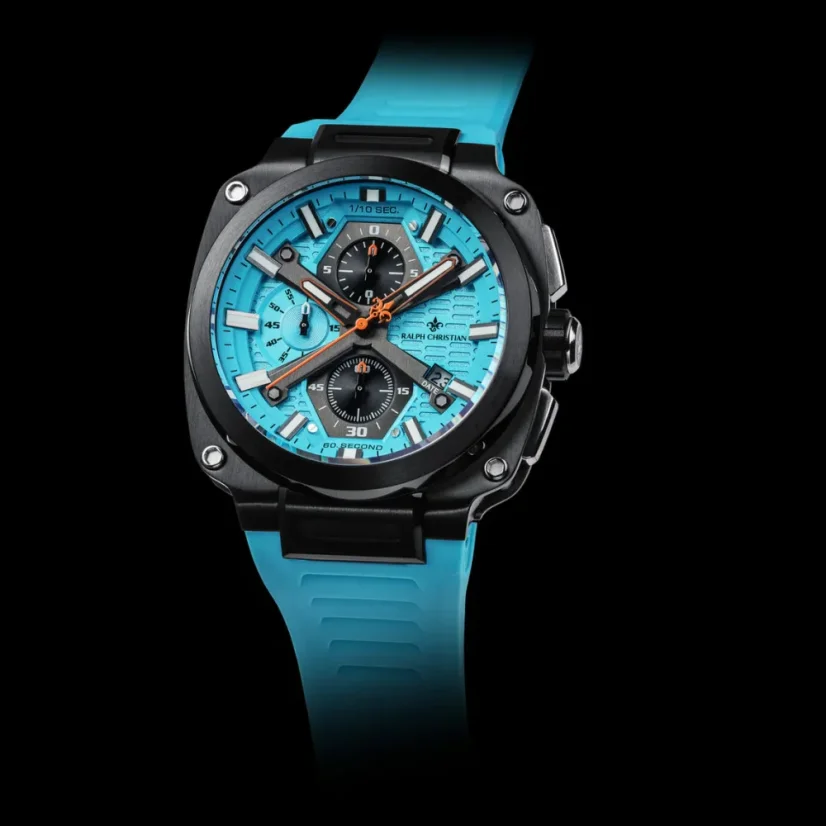 Men's black Ralph Christian watch with a rubber band The Titan Chrono Aqua Volt 45,5MM