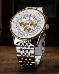 Miesten hopeinen Louis XVI -kello teräshihnalla Artagan 3420 - Silver Gold 47.5MM