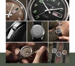 Relógio Praesidus prata para homens com pulseira de couro Rec Spec - OG Sunray Brown Leather 38MM Automatic