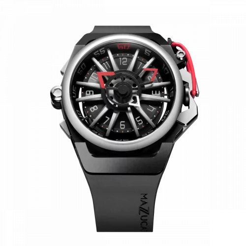 Czarny męski zegarek Mazzucato z gumowym paskiem Rim Sport Black / Silver - 48MM Automatic