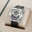 Stříbrné pánské hodinky Tsar Bomba Watch s gumovým páskem TB8213 - Silver / Black Automatic 44MM