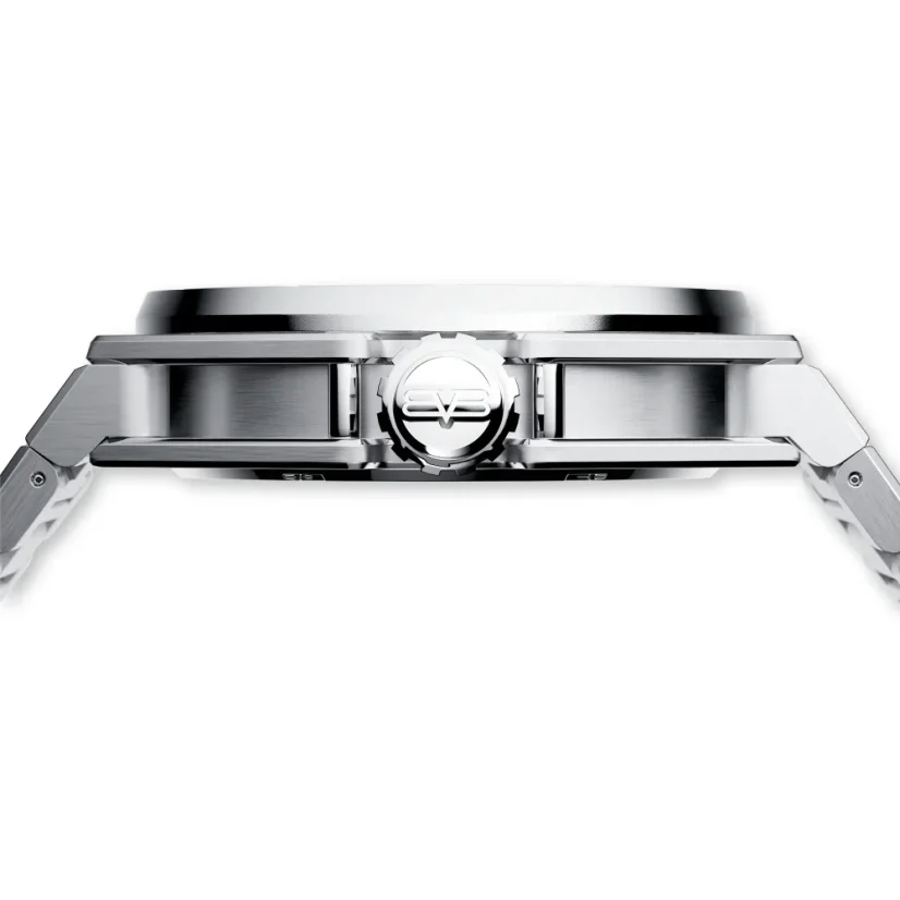 Men's silver Bomberg Watch with steel strap EDGE WHITE 43MM Automatic