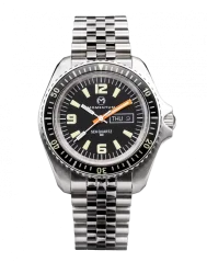 Relógio Momentum Watches prata para homens com pulseira de aço Sea Quartz 30 Black 42MM