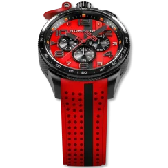Czarny męski zegarek Bomberg Watches z gumowym paskiem Racing MONZA 45MM
