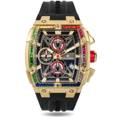Złoty męski zegarek Ralph Christian z gumką The Polaris Chrono Ice - Midnight Radiance 42,5MM