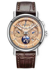 Relógio Waldhoff bracelete de prata com pele para homem Multimatic II Coral 41MM Automatic