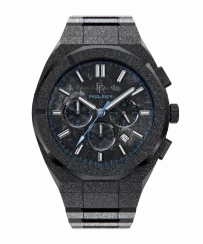 Čierne pánske hodinky Paul Rich s oceľovým pásikom Frosted Motorsport - Black / Blue 45MM Limited edition