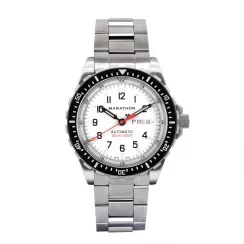 Orologio da uomo Marathon Watches in argento con cinturino in acciaio Arctic Edition Jumbo Day/Date Automatic 46MM